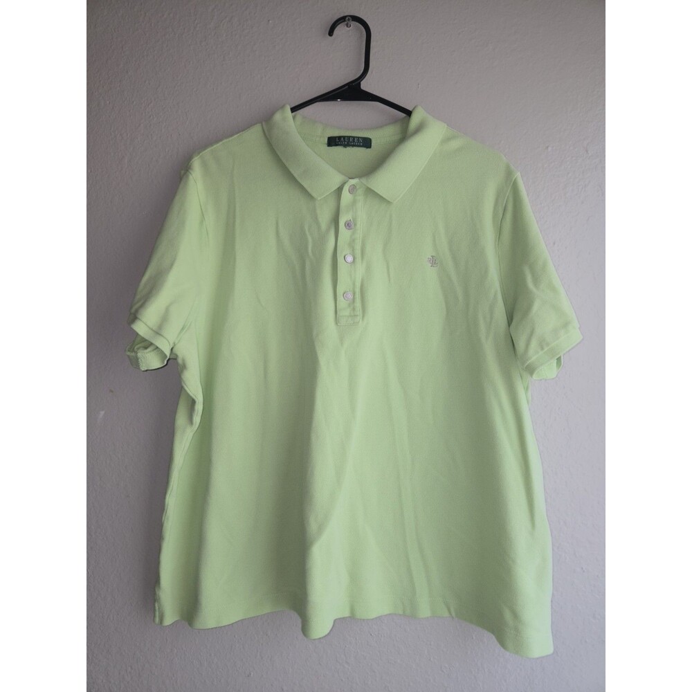 Lauren Ralph Lauren Polo Shirt Green Short Sleeve RLL Logo Women Pit to Pit 25